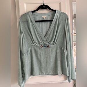 J. Jill Light Blue Women's Blouse with Embellished Detail